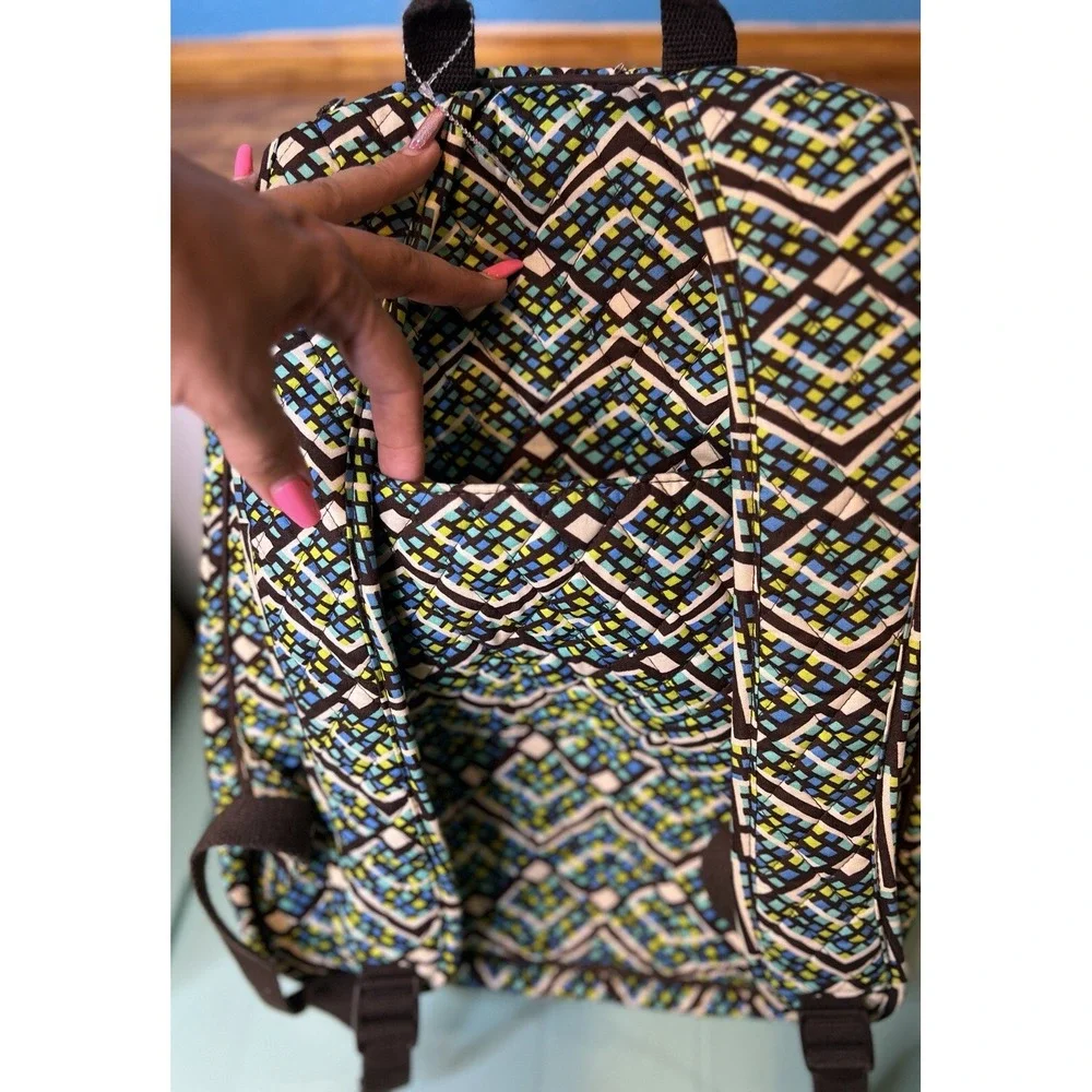 Vera Bradley Backpack Book bag Rain Forest Blue Green Brown‎ NWOT Never Used